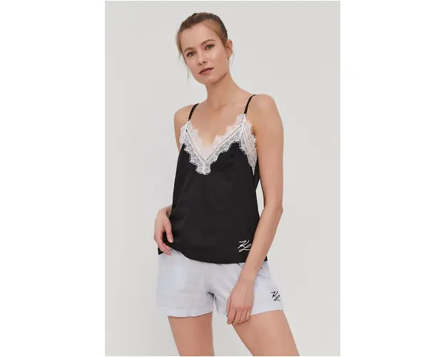 Karl Lagerfeld Maiou de pijama culoarea negru