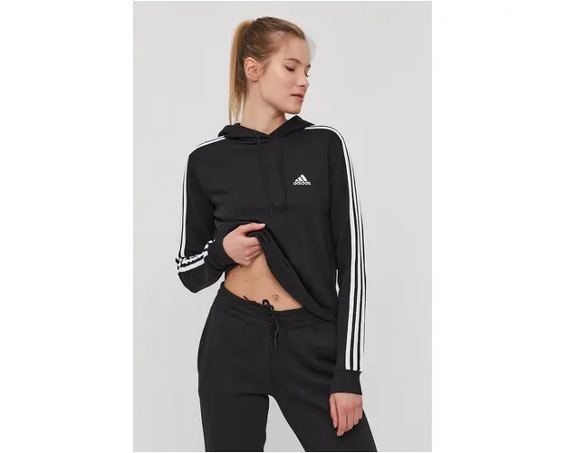 Adidas Bluza GM5582 femei, culoarea negru, material neted