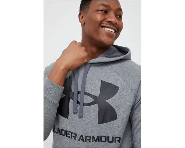 Under Armour bluza barbati, culoarea gri, cu gluga, cu imprimeu 1357093-652