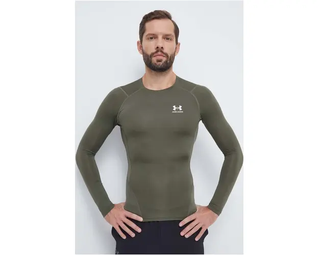 Under Armour maneca lunga de antrenament culoarea verde, neted