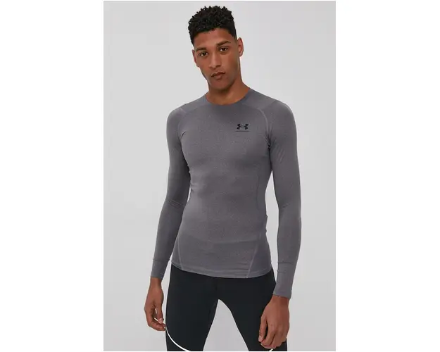 Under Armour maneca lunga de antrenament culoarea gri, neted