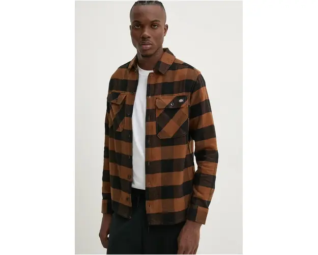 Dickies camasa barbati, culoarea galben, cu guler clasic, regular