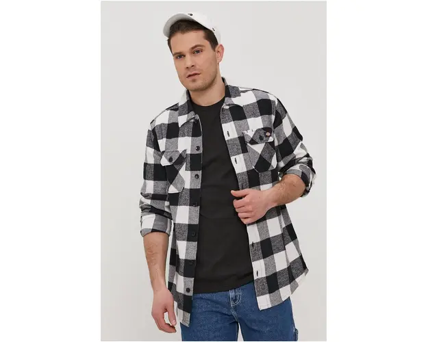 Dickies camasa barbati, culoarea negru, cu guler clasic, regular DK0A4XDZBLK-BLACK