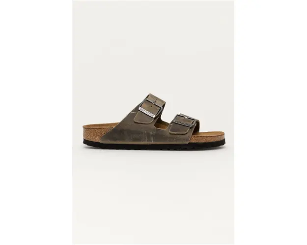 Birkenstock slapi de piele Arizona femei, culoarea verde