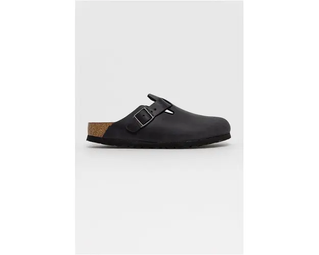 Birkenstock slapi de piele Boston femei, culoarea negru, 59463