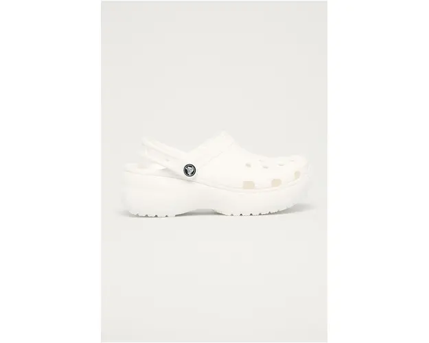 Crocs papuci Classic Platform Clog femei, culoarea alb 207989