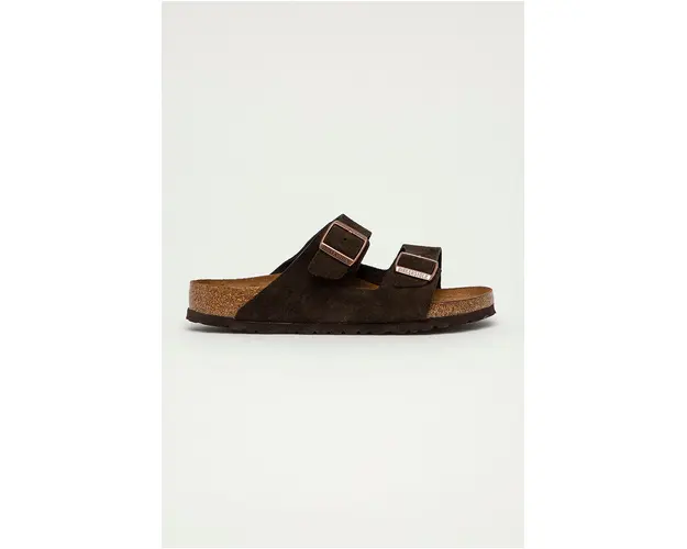 Birkenstock papuci din piele Arizona barbati, culoarea maro