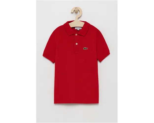 Lacoste tricouri polo din bumbac pentru copii culoarea rosu, neted