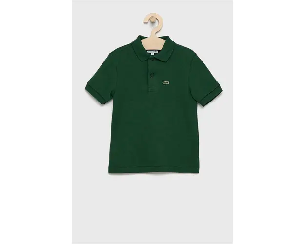 Lacoste tricouri polo din bumbac pentru copii culoarea verde, neted