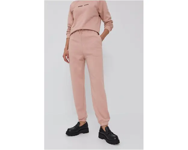 Samsoe Samsoe Pantaloni femei, culoarea roz, jogger, high waist