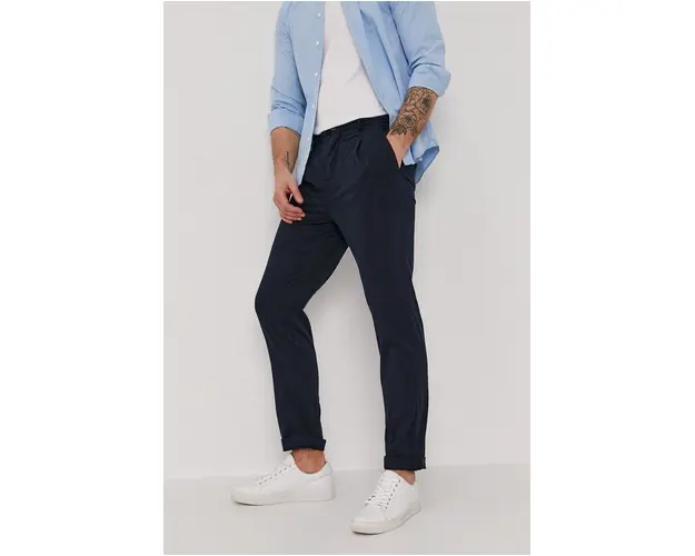 Lyle & Scott Pantaloni barbati, culoarea albastru marin, model drept