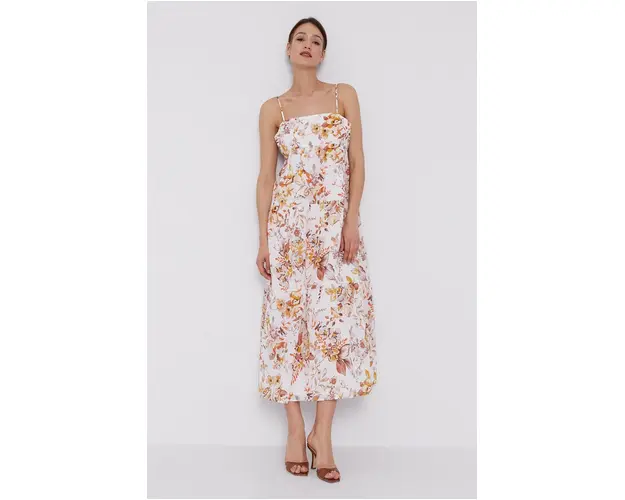 Bardot Rochie culoarea alb, maxi, evazata