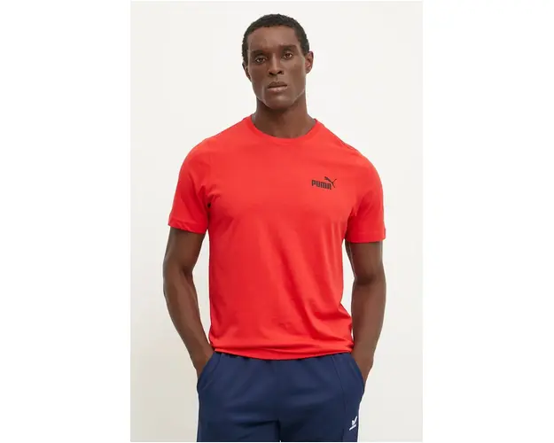 Puma tricou din bumbac barbati, culoarea rosu, neted