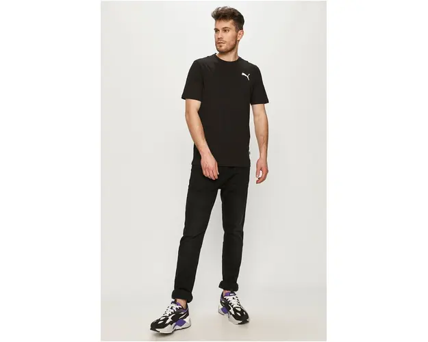 Puma tricou din bumbac barbati, culoarea negru, uni 586668