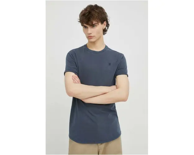 G-Star Raw tricou din bumbac culoarea albastru marin, neted