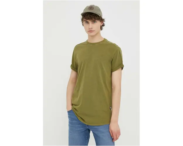 G-Star Raw tricou din bumbac culoarea verde, neted
