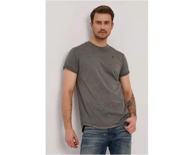G-Star Raw tricou din bumbac culoarea verde, neted