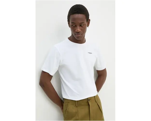 G-Star Raw tricou barbati, culoarea alb, neted