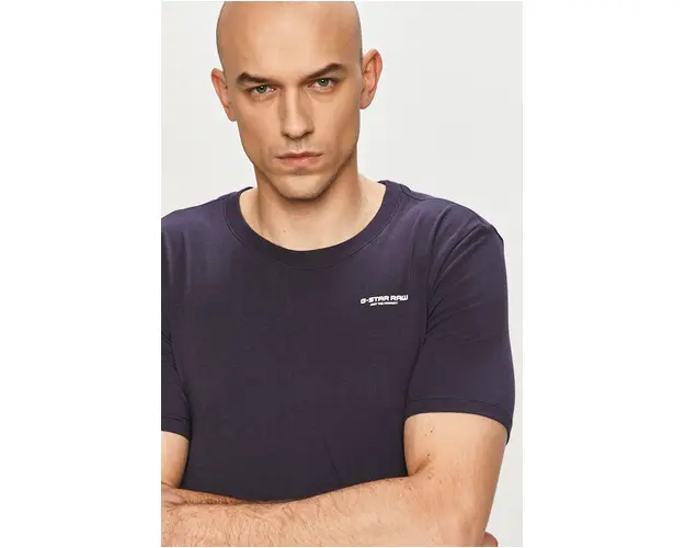 G-Star Raw tricou barbati, culoarea albastru marin, neted