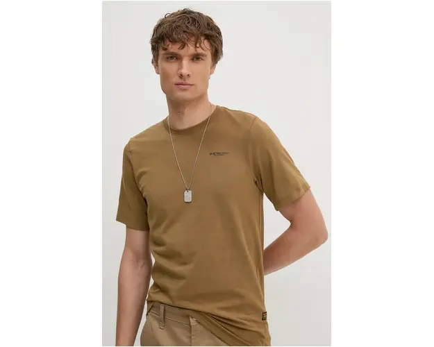 G-Star Raw tricou barbati, culoarea maro, neted