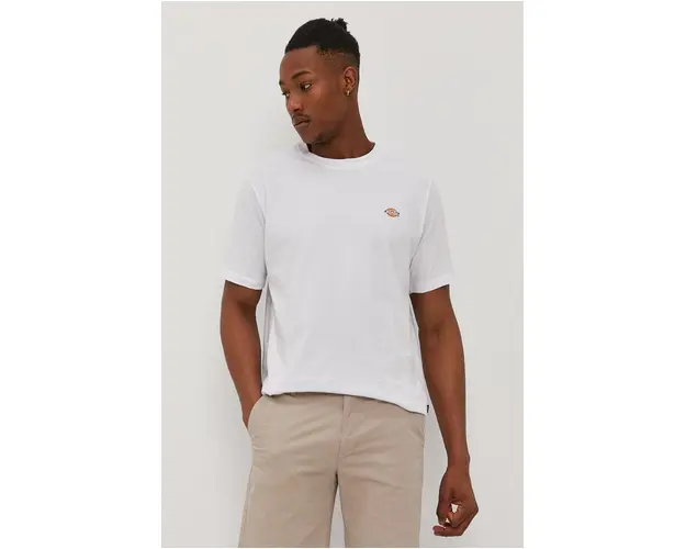 Dickies tricou barbati, culoarea alb, material uni DK0A4XDBWHX-WHITE
