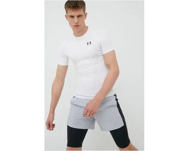 Under Armour tricou de antrenament 1361518 culoarea alb, neted 1361518-410