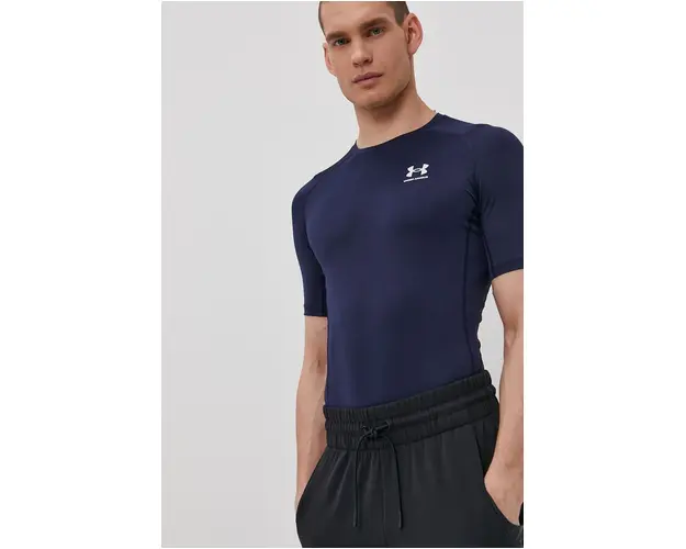 Under Armour tricou de antrenament culoarea albastru marin, neted 1361518-410
