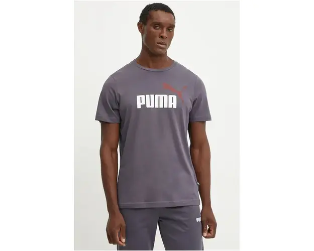 Puma tricou din bumbac barbati, culoarea gri, cu imprimeu, 586759