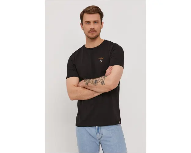 Aeronautica Militare Tricou barbati, culoarea negru, material neted