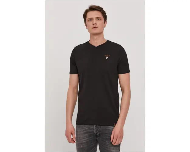 Aeronautica Militare Tricou barbati, culoarea negru, material neted