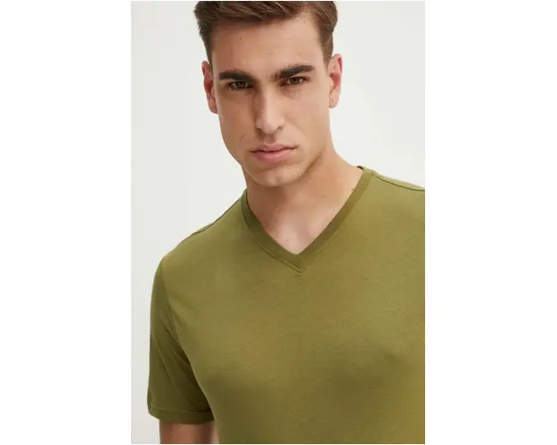 United Colors of Benetton tricou din bumbac culoarea verde, neted