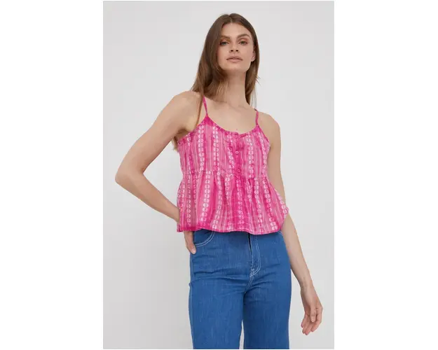 Pepe Jeans bluza din bumbac Pam femei, culoarea roz, modelator