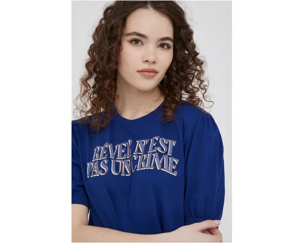 Sisley tricou din bumbac culoarea albastru marin