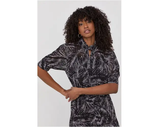 MICHAEL Michael Kors camasa femei, culoarea negru, cu guler clasic, regular