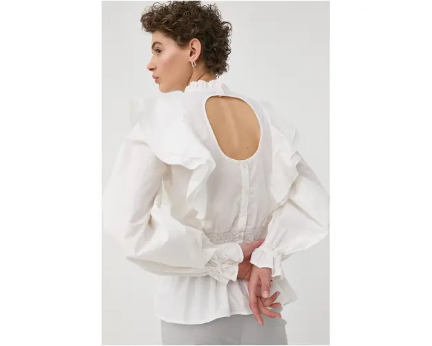 Bruuns Bazaar bluza din bumbac femei, culoarea alb, neted