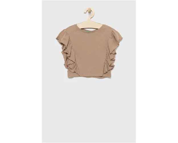United Colors of Benetton bluza copii culoarea maro, neted
