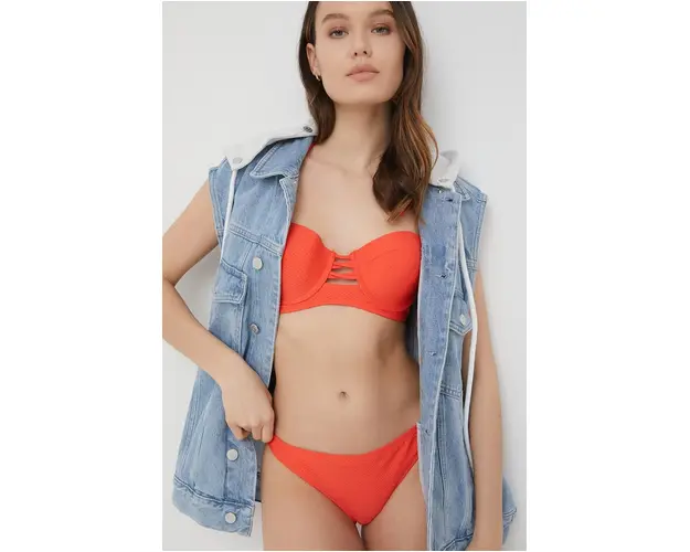 Superdry sutien de baie culoarea portocaliu, cupa rigidizata