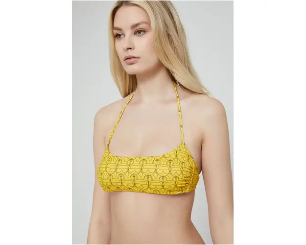 Karl Lagerfeld sutien de baie culoarea galben, cupa rigidizata