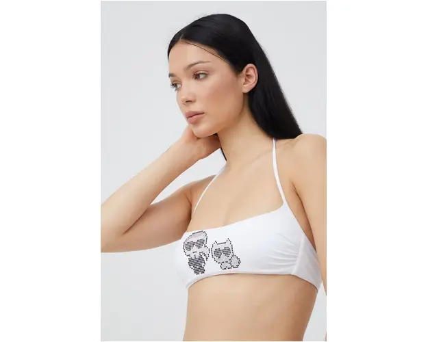 Karl Lagerfeld sutien de baie culoarea alb, cupa usor rigidizata