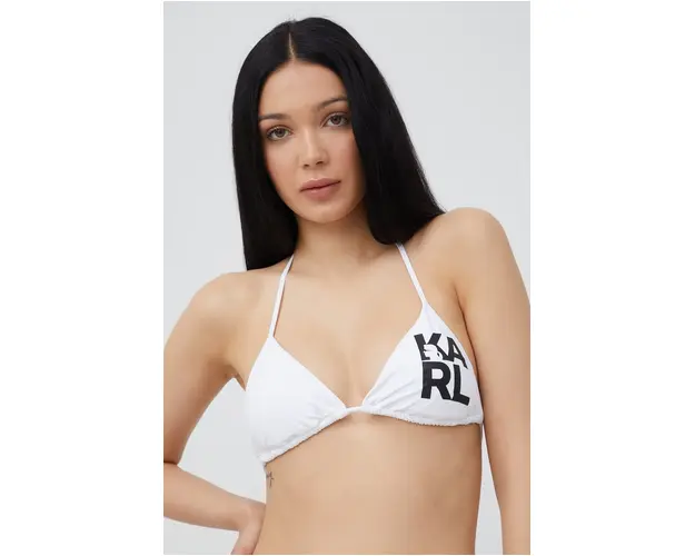 Karl Lagerfeld sutien de baie culoarea alb, cupa usor rigidizata