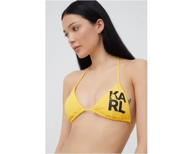 Karl Lagerfeld sutien de baie culoarea galben, cupa usor rigidizata