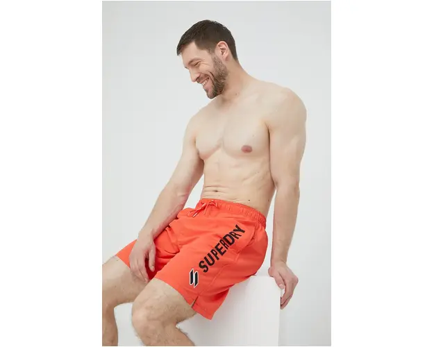 Superdry pantaloni scurti de baie culoarea portocaliu