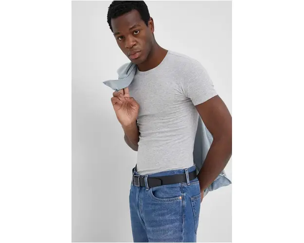 United Colors of Benetton tricou barbati, culoarea gri, neted