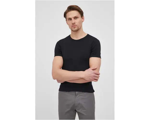 United Colors of Benetton tricou barbati, culoarea negru, neted