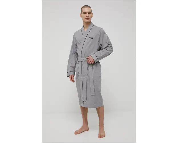 BOSS halat de baie din bumbac culoarea gri 50469624