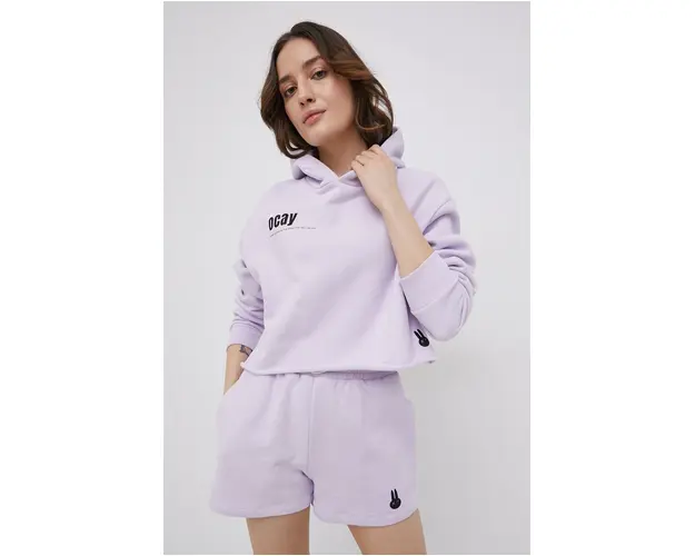 OCAY hanorac de bumbac femei, culoarea violet, cu imprimeu