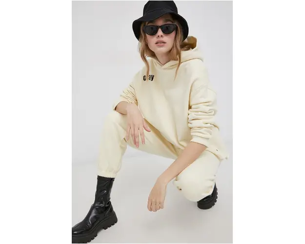 OCAY hanorac de bumbac femei, culoarea galben, cu imprimeu