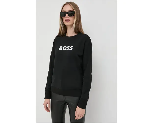 BOSS hanorac de bumbac femei, culoarea negru, cu imprimeu 50468357
