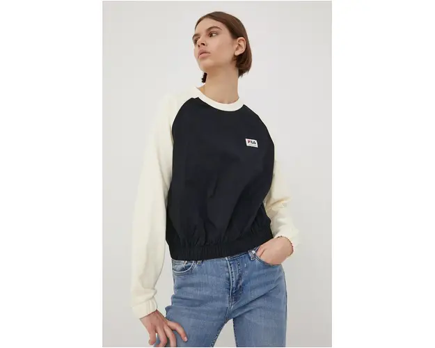 Fila bluza femei, culoarea negru, neted