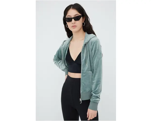 Juicy Couture bluza femei, culoarea verde, neted